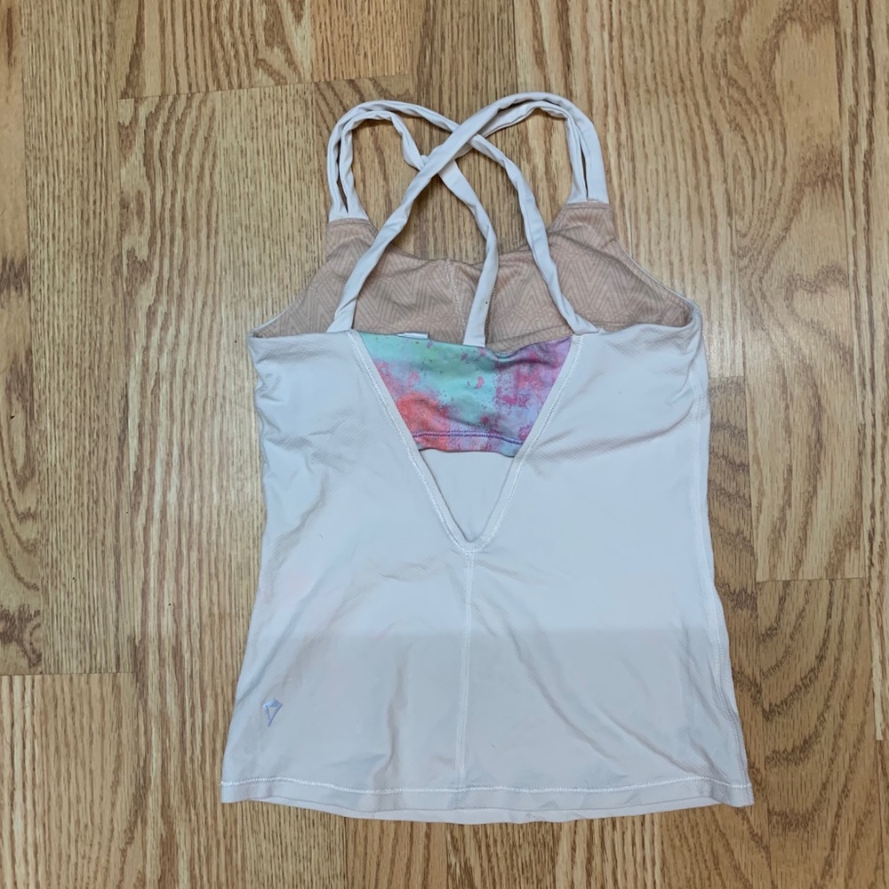 Ivivva Girls 7 White + Watercolor Razor Back Top